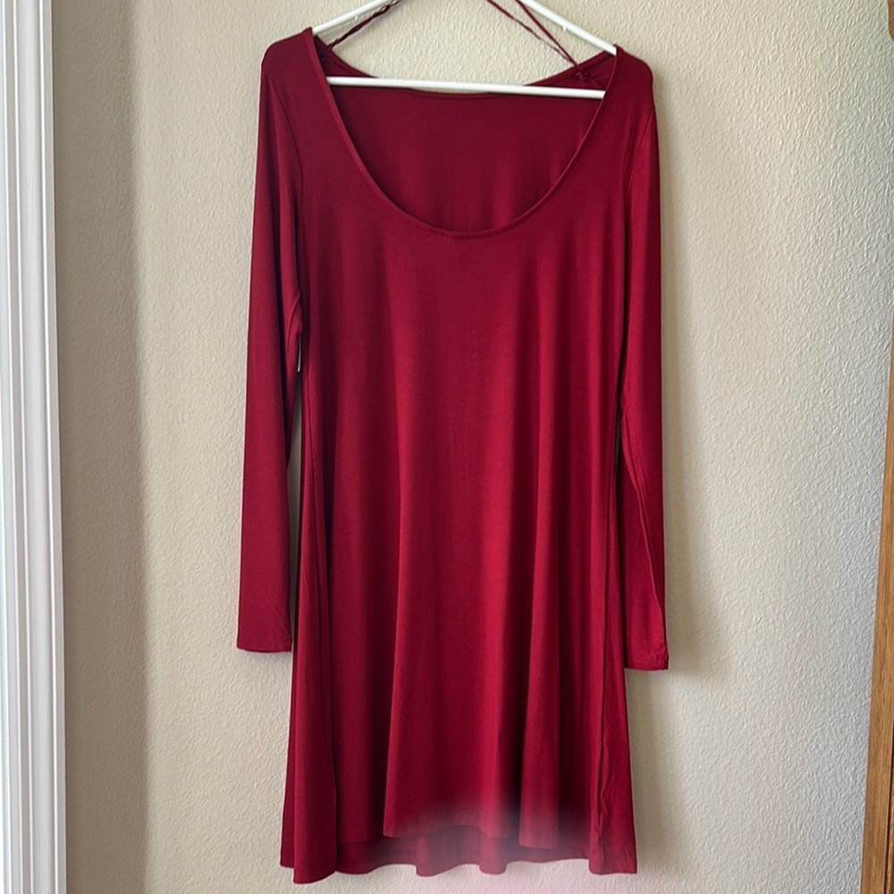 Old Navy Elegant Red Long Sleeve Dress NWT - Picture 3 of 5